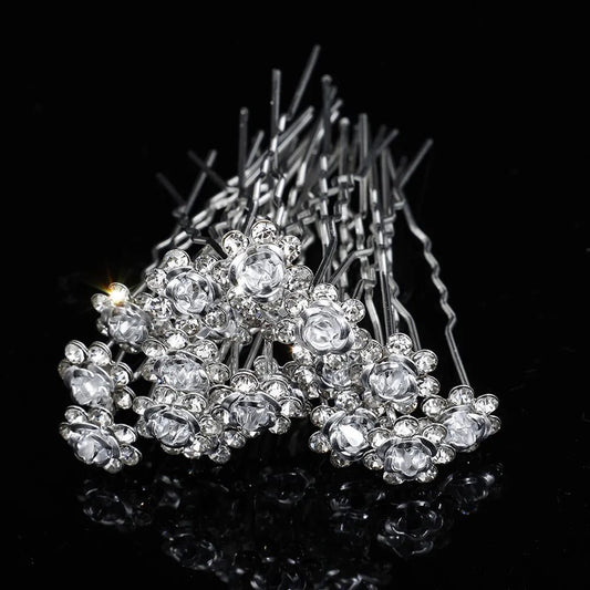 Elegant Floral Crystal Pearl Wedding Hairpin