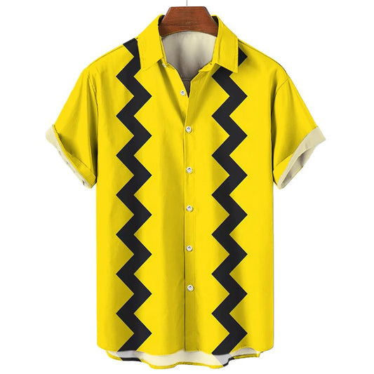Men's Yellow Oversized Hawaiian Shirt for Summer