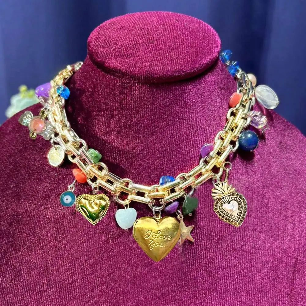 Chunky Cherry Pendant Necklace with Pearls