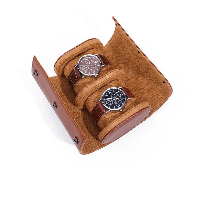 Luxury Leather Watch Roll Travel Case Pouch