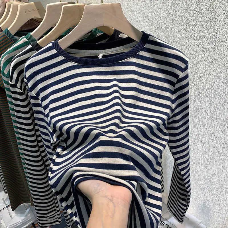 Casual Striped Cotton T-Shirts for Women
