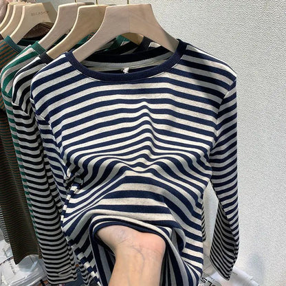 Casual Striped Cotton T-Shirts for Women