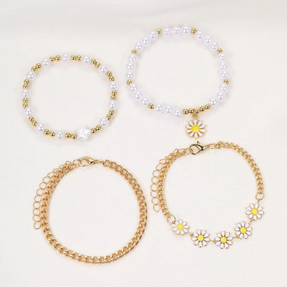 Elegant 4pc Daisy Pearl Jewelry Set