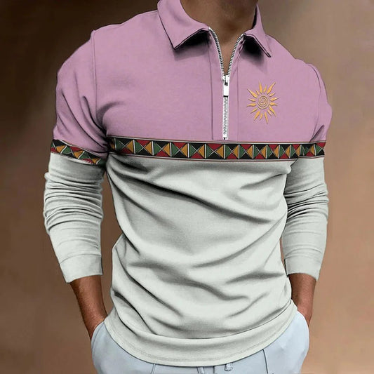 Retro Color Block Men's Golf Polo Shirt