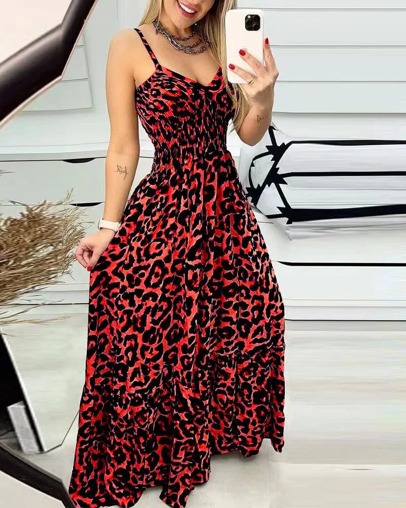 Elegant Leopard Print T-Shirt Dress for Women