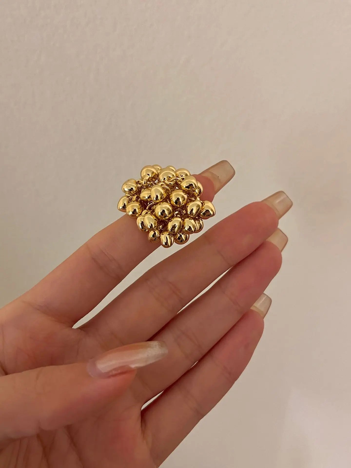 Vintage Metal Beads Open Ring for Women
