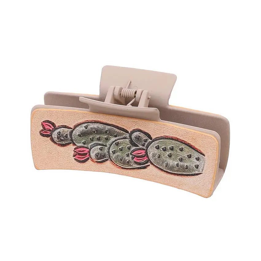 Western Hair Claw Clip with Sunflowers Cactus