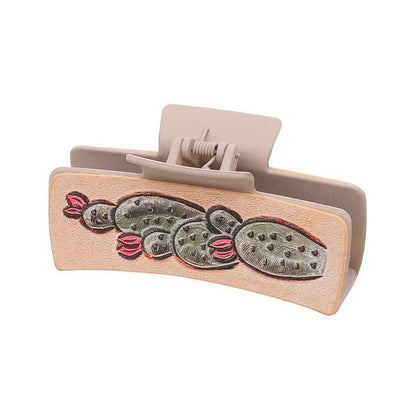 Western Hair Claw Clip with Sunflowers Cactus