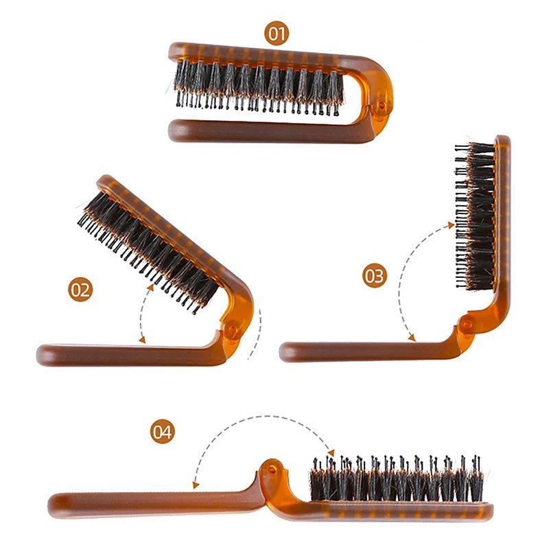 Portable Boar Bristle Hair Brush for Travel