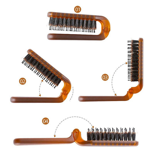 Portable Boar Bristle Hair Brush for Travel