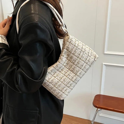 Luxury Woolen Plaid Crossbody Bag for Parties