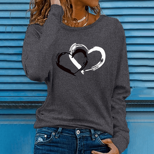 Trendy Oversized Heart Print Cotton T-Shirts
