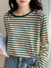 Women's Striped Long Sleeve Cotton T-Shirt