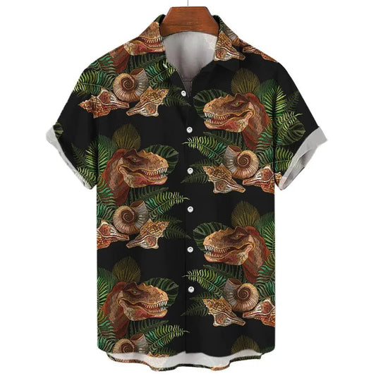 Men's 3D Dinosaur Print Hawaiian Shirts Summer