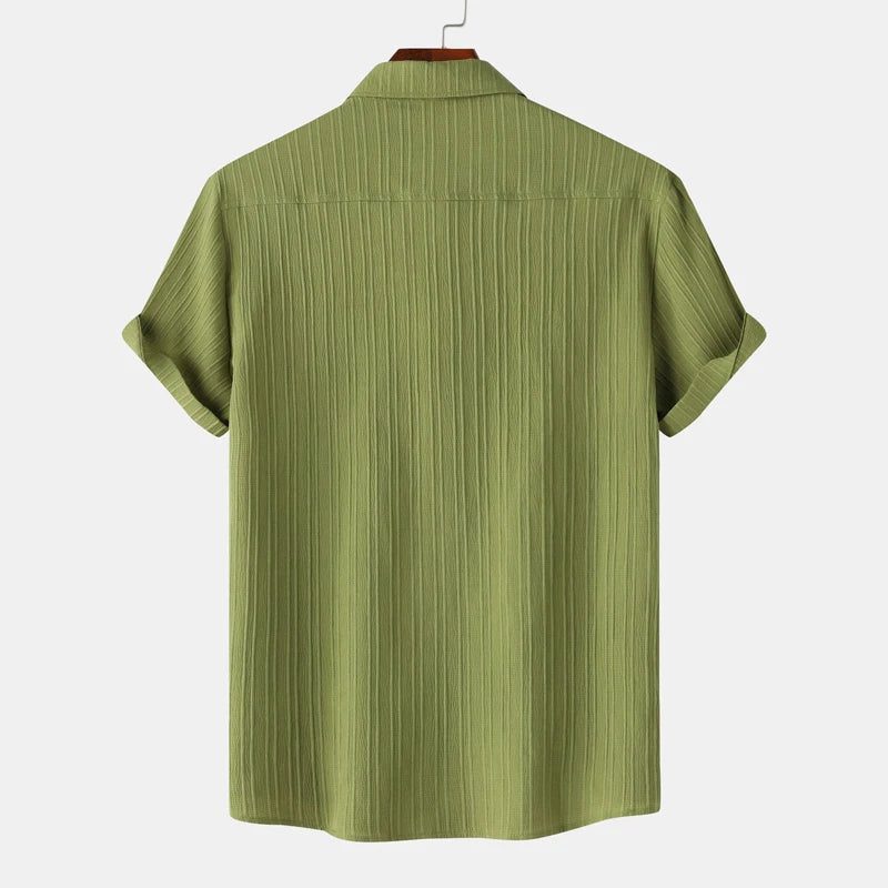 Men's Green Linen Short Sleeve Shirts