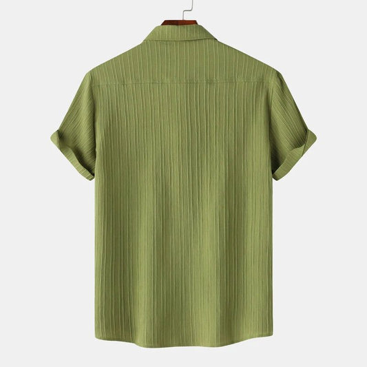 Men's Green Linen Short Sleeve Shirts