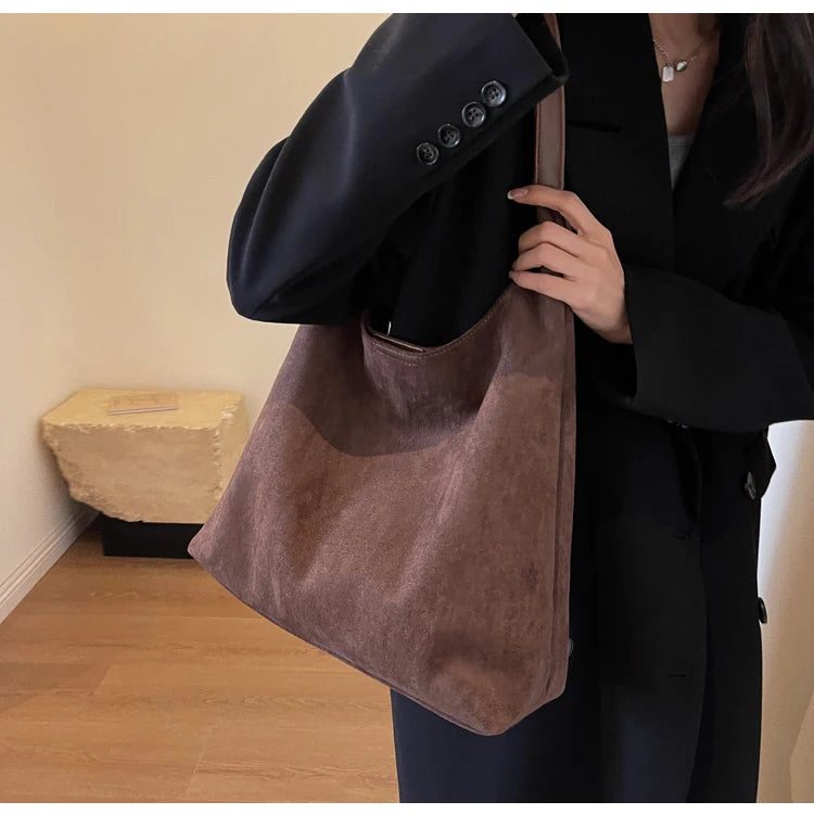 Luxury Suede Shoulder Tote Bags for Women