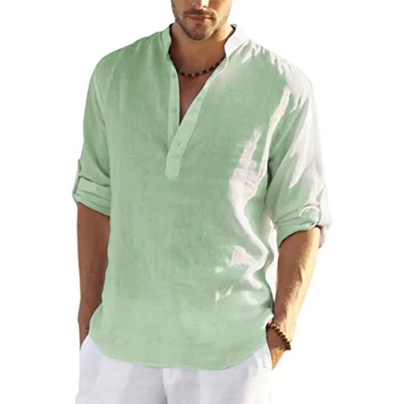 Men's Breathable Linen Long Sleeve Casual Shirt