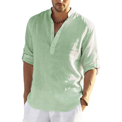 Men's Breathable Linen Long Sleeve Casual Shirt