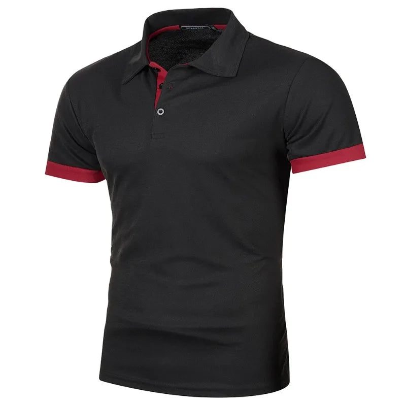 Lightweight Lapel Tshirts for Men | Black Red