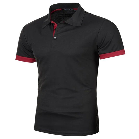 Lightweight Lapel Tshirts for Men | Black Red