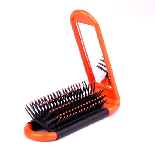 Portable Folding Hair Brush with Mirror