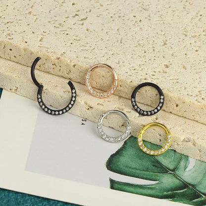 Crystal Septum Hoop Clicker Nose Ring Jewelry