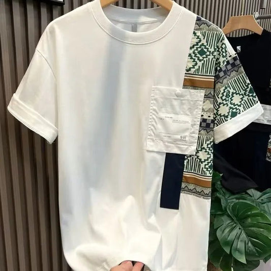 Men's Casual Printed Pocket T-Shirt for Summer