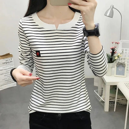 2024 Spring Women's Striped Long Sleeve T-Shirt