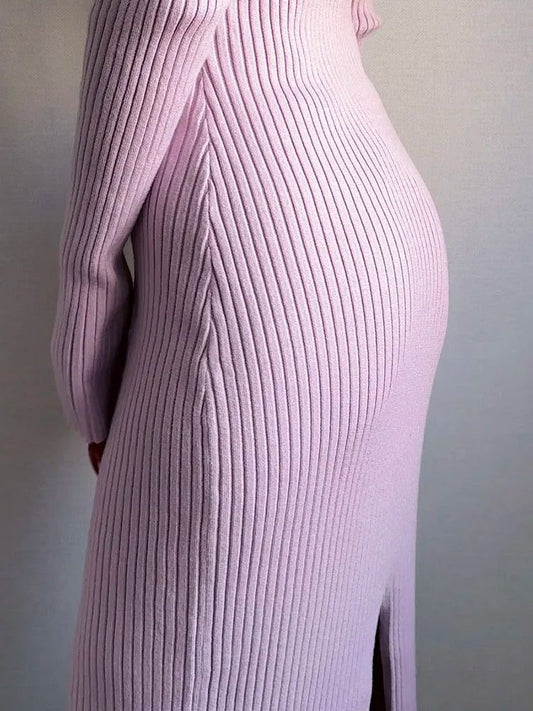 Light Blue V Neck Knitted Sweater Dress
