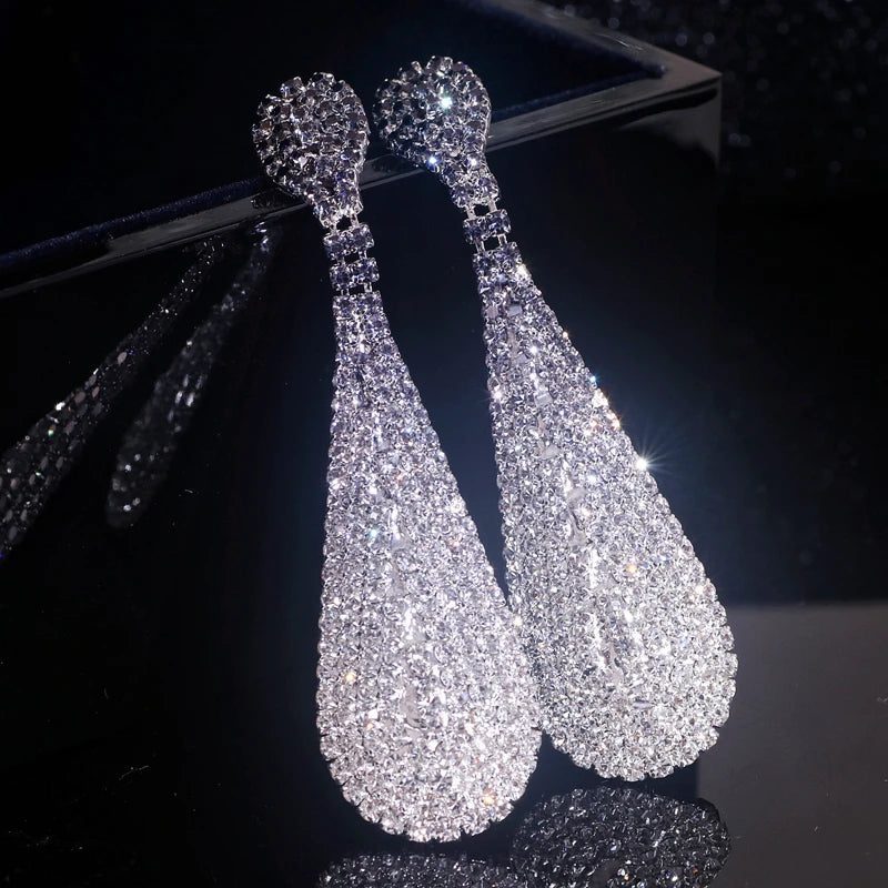 Luxury Rainbow Crystal Drop Earrings for Weddings