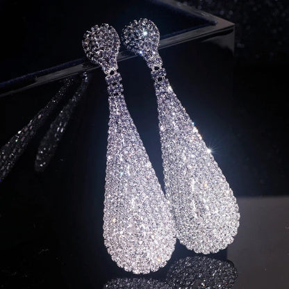 Luxury Rainbow Crystal Drop Earrings for Weddings