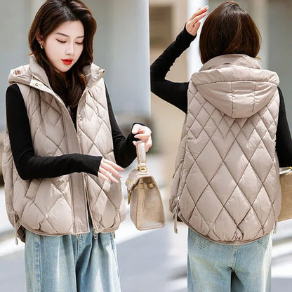 Women’s Warm Down Cotton Hooded Vest