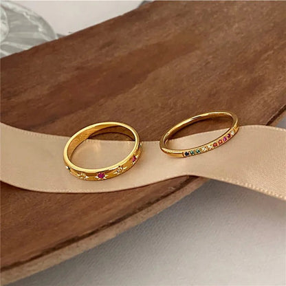 Waterproof Rainbow Zircon Stone Rings for Women