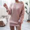 Off Shoulder Lantern Sleeve Knitted Dress