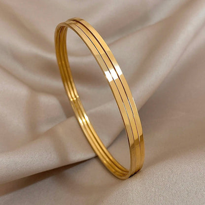3pcs Waterproof Gold Plated Bangle Bracelets