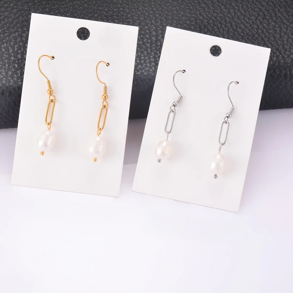 Trendy Irregular Pearl Stainless Steel Stud Earrings