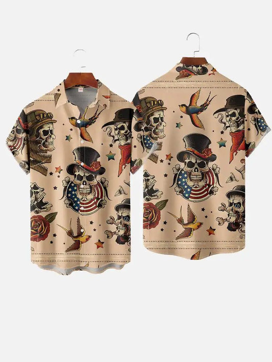 Men's Hawaiian Shirts: Retro Mermaid Print Summer