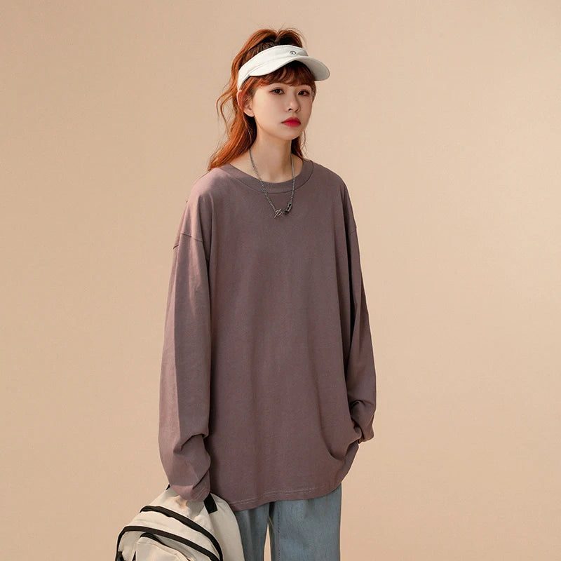 Trendy Long Sleeve Cotton T-Shirts for Women