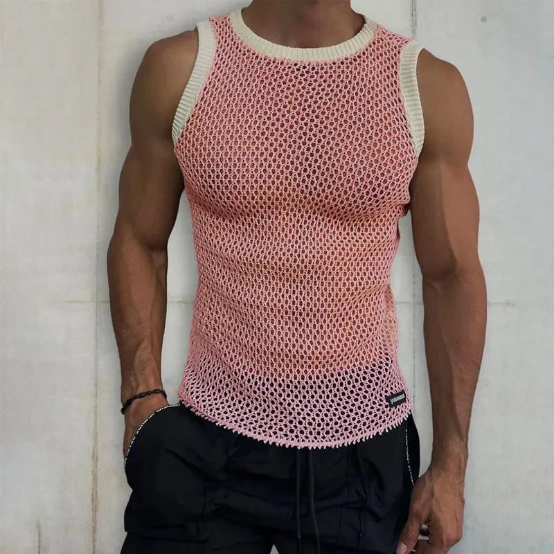 Men's Casual Mesh Sleeveless Knit Tank Top