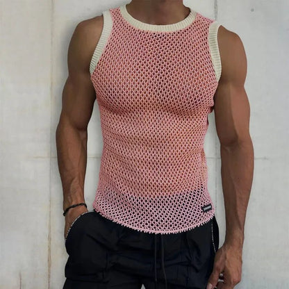 Men's Casual Mesh Sleeveless Knit Tank Top
