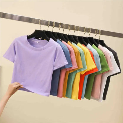 9 Colors Women's Cropped T-Shirt for Summer