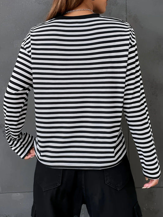 Women's Striped Long Sleeve Casual T-Shirt