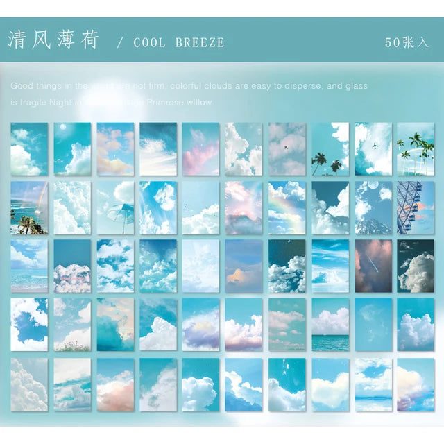 50 Sheets Washi Paper Stickers for Scrapbooking