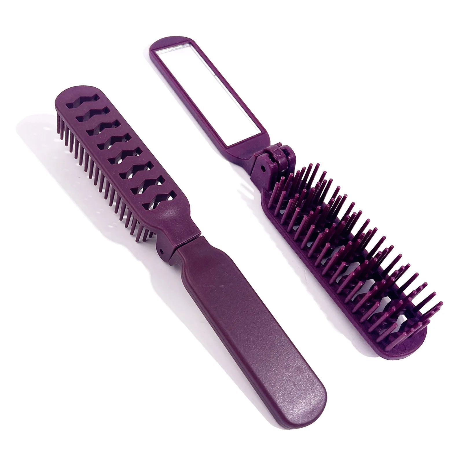 Portable Foldable Hair Brush with Mirror