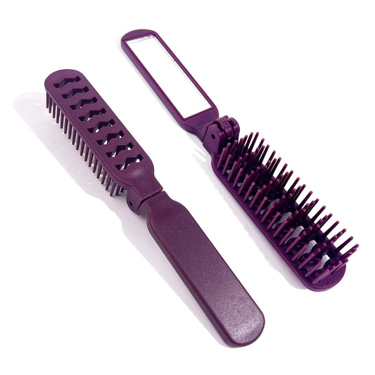 Portable Foldable Hair Brush with Mirror