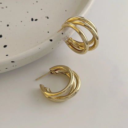 Vintage Stainless Steel Hoop Earrings for Women