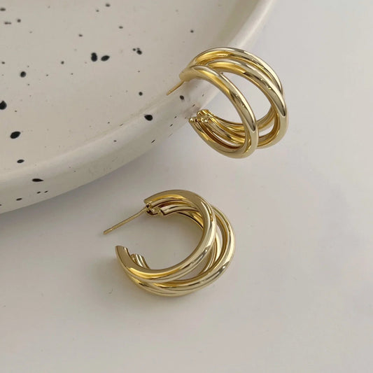 Vintage Stainless Steel Hoop Earrings for Women