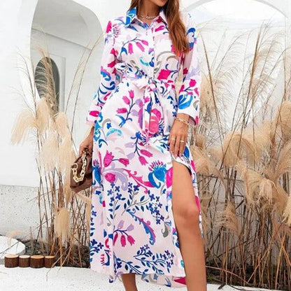 Chic Vintage Floral Midi Dress for Women