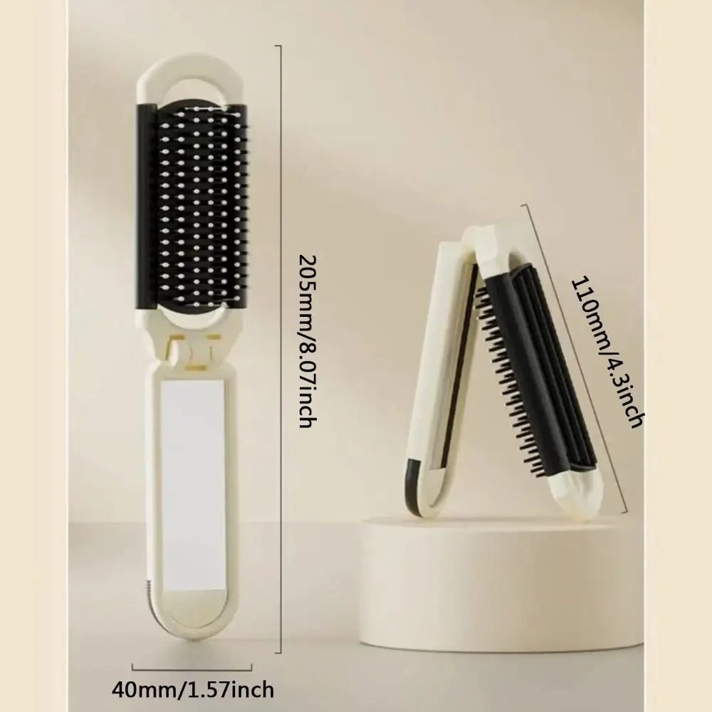 Portable Cartoon Hairbrush with Mirror for Travel